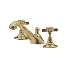 Nuie Beaumont 3-Hole Basin Mixer Tap Deck Mounted with Pop Up Waste - Brushed Brass