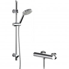 Nuie Binsey Round Thermostatic Bar Shower Valve with Slim Single Function Slider Rail Kit - Chrome
