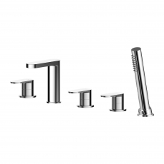 Nuie Binsey 5-Hole Pillar Mounted Bath Shower Mixer Tap - Chrome