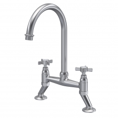Nuie Bridge Kitchen Sink Mixer Tap Crosshead Handle - Brushed Nickel