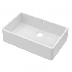 Nuie Butler Fireclay Kitchen Sink with Overflow 1.0 Bowl 795mm L x 500mm W - White