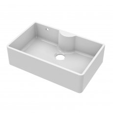 Nuie Butler Fireclay Kitchen Sink with TL and Overflow 1.0 Bowl 795mm L x 500mm W - White