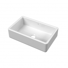 Nuie Butler Thick Edged Kitchen Sink with Overflow 1.0 Bowl 795mm L x 500mm W - White