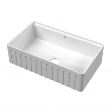Nuie Butler Fluted Kitchen Sink 1.0 Bowl with Ledge 795mm L x 460mm W - White