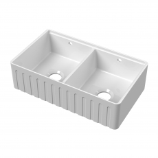 Nuie Butler Fluted Kitchen Sink 2.0 Bowl with Ledge 795mm L x 460mm W - White