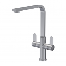 Nuie Churni Mono Kitchen Sink Mixer Tap Dual Lever Handle - Brushed Nickel