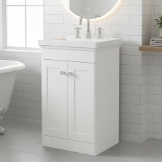 Classique 500mm 2-Door Floor Standing Vanity Unit with Premium Fireclay Basin