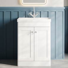 Classique 600mm 2-Door Floor Standing Vanity Unit with Ceramic Basin
