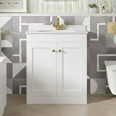 Classique 600mm 2-Door Floor Standing Vanity Unit with Marble Top Basin