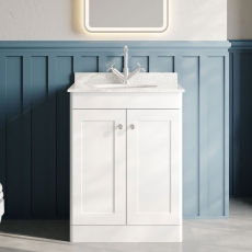 Classique 600mm 2-Door Floor Standing Vanity Unit with Marble Top Basin