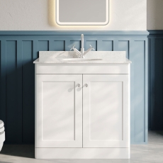 Classique 800mm 2-Door Floor Standing Vanity Unit with Marble Top Basin