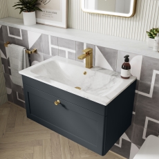 Classique 800mm 1-Drawer Wall Hung Vanity Unit with Stone Basin