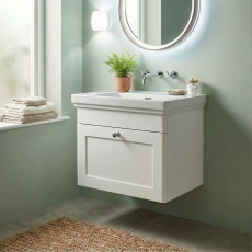 Classique 500mm 1-Drawer Wall Hung Vanity Unit with Premium Fireclay Basin