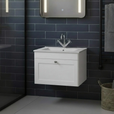 Classique 600mm 1-Drawer Wall Hung Vanity Unit with Ceramic Basin