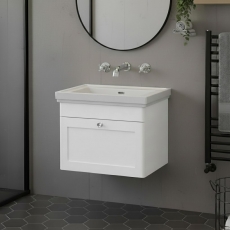 Classique 600mm 1-Drawer Wall Hung Vanity Unit with Fireclay Basin