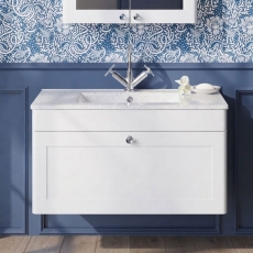 Classique 800mm 1-Drawer Wall Hung Vanity Unit with Ceramic Basin