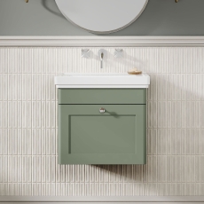 Classique 500mm 1-Drawer Wall Hung Vanity Unit with Premium Fireclay Basin