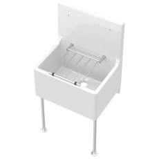 Nuie Cleaner Fireclay Kitchen Sink with Leg and Bracket 515mm L x 393mm W - White