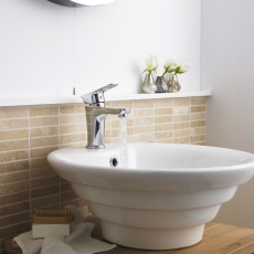 Nuie Vessel Sit-On Countertop Basin 460mm Diameter - 1 Tap Hole