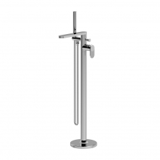 Nuie Cyprus Fluted Freestanding Bath Shower Mixer Tap with Shower Kit - Chrome