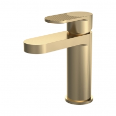 Nuie Cyprus Fluted Mono Basin Mixer Tap with Push Button Waste - Brushed Brass