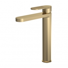 Nuie Cyprus Fluted Tall Mono Basin Mixer Tap - Brushed Brass