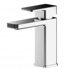 Nuie Windon Square Mono Basin Mixer Tap with Push Button Waste - Chrome