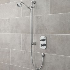 Nuie Edwardian Twin Square Thermostatic Concealed Shower Valve with Slider Rail Kit - Chrome
