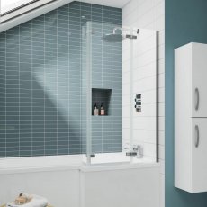 Nuie Ella Bath Screen with Hinged End Panel 1400mm H x 760mm W - 5mm Glass
