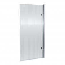Nuie Chrome Square Hinged Fluted Bath Screen 1520mm H x 830mm W - 8mm Glass