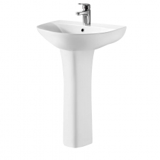 Nuie Freya Basin and Full Pedestal 550mm Wide - 1 Tap Hole