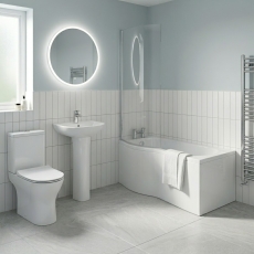 Nuie Freya Complete Bathroom Suite with B-Shaped Shower Bath 1700mm - Left Handed