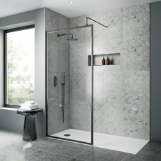 Nuie Full Outer Frame Brushed Pewter 1850mm Wet Room Glass Shower Screen
