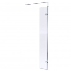Hudson Reed Hinged Wet Room Return Panel with Support Bar 300mm Wide - 8mm Glass