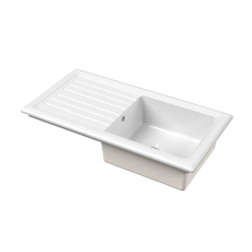Nuie Inset Kitchen Sink 1.0 Bowl 1010mm L x 525mm W - White