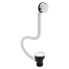 Nuie Inset Bath Push Button Extended Waste 900mm with Overflow - Chrome