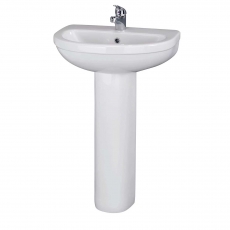 Nuie Ivo Basin and Full Pedestal 555mm Wide - 1 Tap Hole