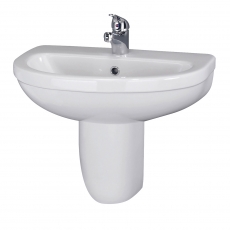 Nuie Ivo Basin and Semi Pedestal 555mm Wide - 1 Tap Hole