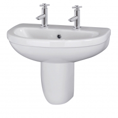 Nuie Ivo Basin and Semi Pedestal 555mm Wide - 2 Tap Hole
