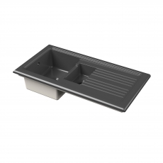 Nuie Inset Fireclay Kitchen Sink 1.5 Bowl 1010mm L x 525mm W - Soft Black