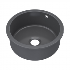 Nuie Undermount Round Kitchen Sink 1.0 Bowl with Overflow 460mm Diameter - Soft Black