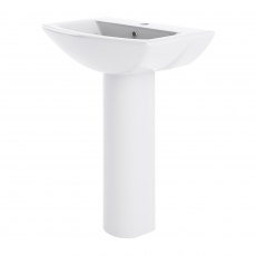 Nuie Knedlington Basin and Full Pedestal 600mm Wide - 1 Tap Hole