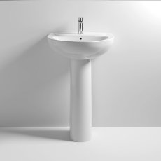 550mm White Nuie CLW003 Modern Bathroom 1 Tap Hole Sink Basin with Full Pedestal