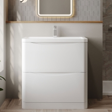 Lunar 800mm 2-Drawer Floor Standing Vanity Unit