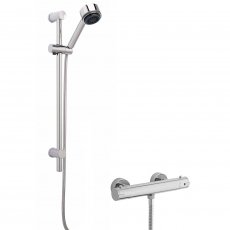 Nuie Minimalist Thermostatic Bar Shower Valve with Multi Function Slider Rail Kit - Chrome