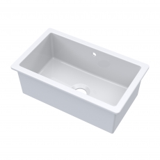 Nuie Undermount Fireclay Kitchen Sink 1.0 Bowl with Overflow 763mm L x 457mm W - White