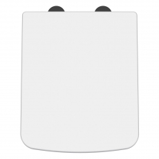 Nuie Luxury Square Toilet Seat with Soft Close Quick Release Hinges Black Cover Cap - White