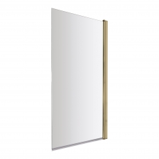 Nuie Pacific Brushed Brass Profile Square Hinged Bath Screen 1430mm H x 790mm W - 6mm Glass