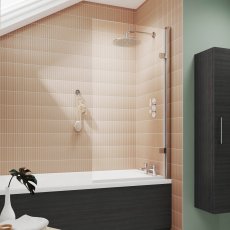 Nuie Pacific Chrome Square Hinged Bath Screen 1520mm H x 830mm W - 8mm Glass