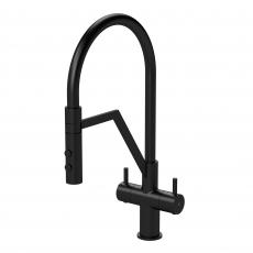 Nuie Ravi Mono Kitchen Sink Mixer Tap Dual Lever Handle - Matt Black